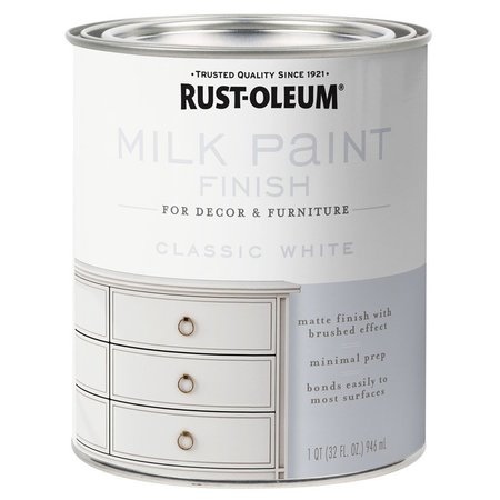 RUST-OLEUM Matte Classic White Water-Based Acrylic Milk Paint 1 qt 331049